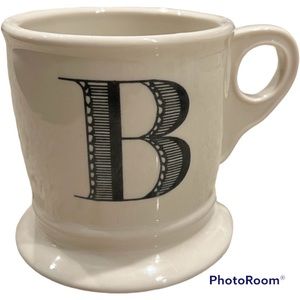 “B” initial monogrammed mug from Anthropologie. Never used. Cream with black “B”